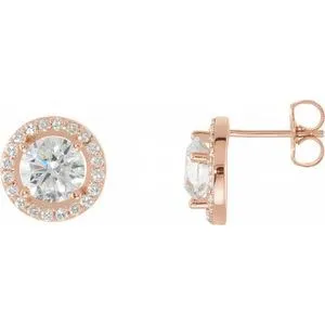 14K Rose 3/8 CTW Natural Diamond Halo-Style Earrings