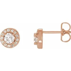 14K Rose 3/8 CTW Natural Diamond Halo-Style Earrings