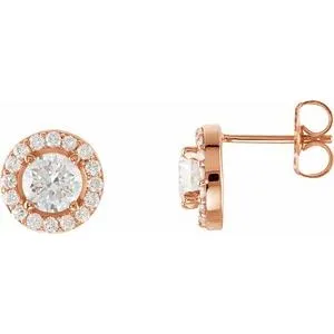 14K Rose 3/8 CTW Natural Diamond Halo-Style Earrings