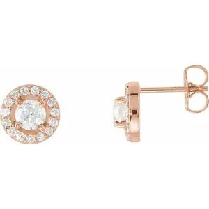 14K Rose 3/8 CTW Natural Diamond Halo-Style Earrings