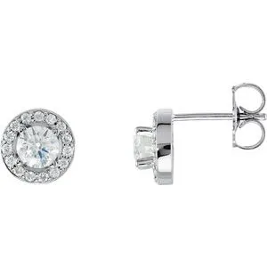 14K Rose 3/8 CTW Natural Diamond Halo-Style Earrings