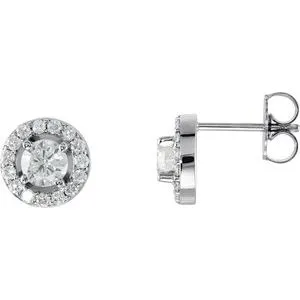 14K Rose 3/8 CTW Natural Diamond Halo-Style Earrings