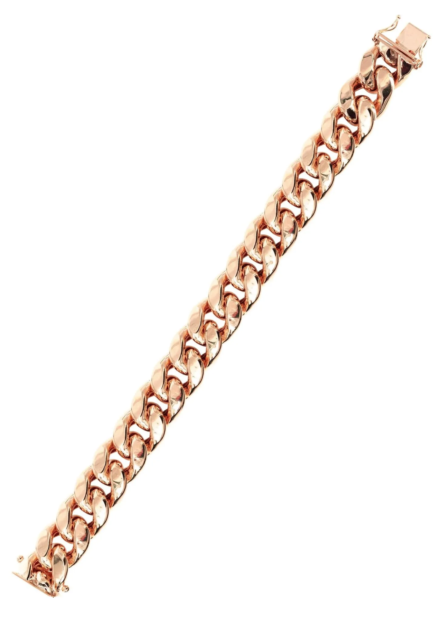 14K Rose Gold Bracelet Semi Solid  Miami Cuban Link