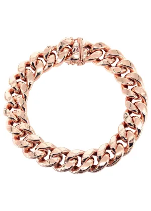 14K Rose Gold Bracelet Semi Solid  Miami Cuban Link