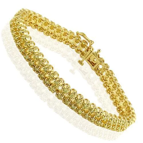 14K Solid Gold Unisex Tennis Bracelet With Yellow Diamonds 3.50 Ctw