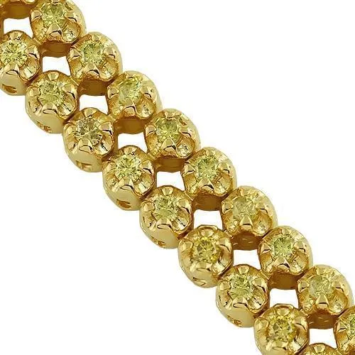 14K Solid Gold Unisex Tennis Bracelet With Yellow Diamonds 3.50 Ctw