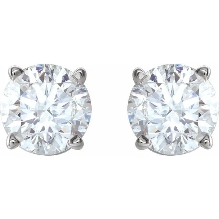 14K White 4 mm Natural White Sapphire Stud Earrings