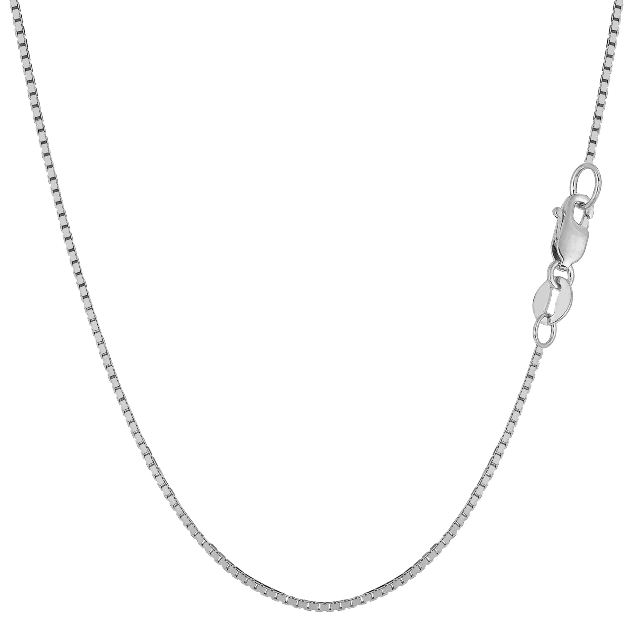 14k White Solid Gold Mirror Box Chain Necklace, 1.0mm