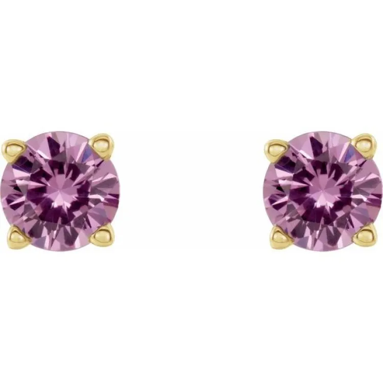 14K Yellow 2.5 mm Natural Pink Sapphire Stud Earrings