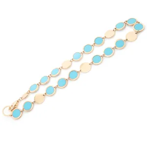 14k Yellow Gold & Turquoise Inlay Bracelet