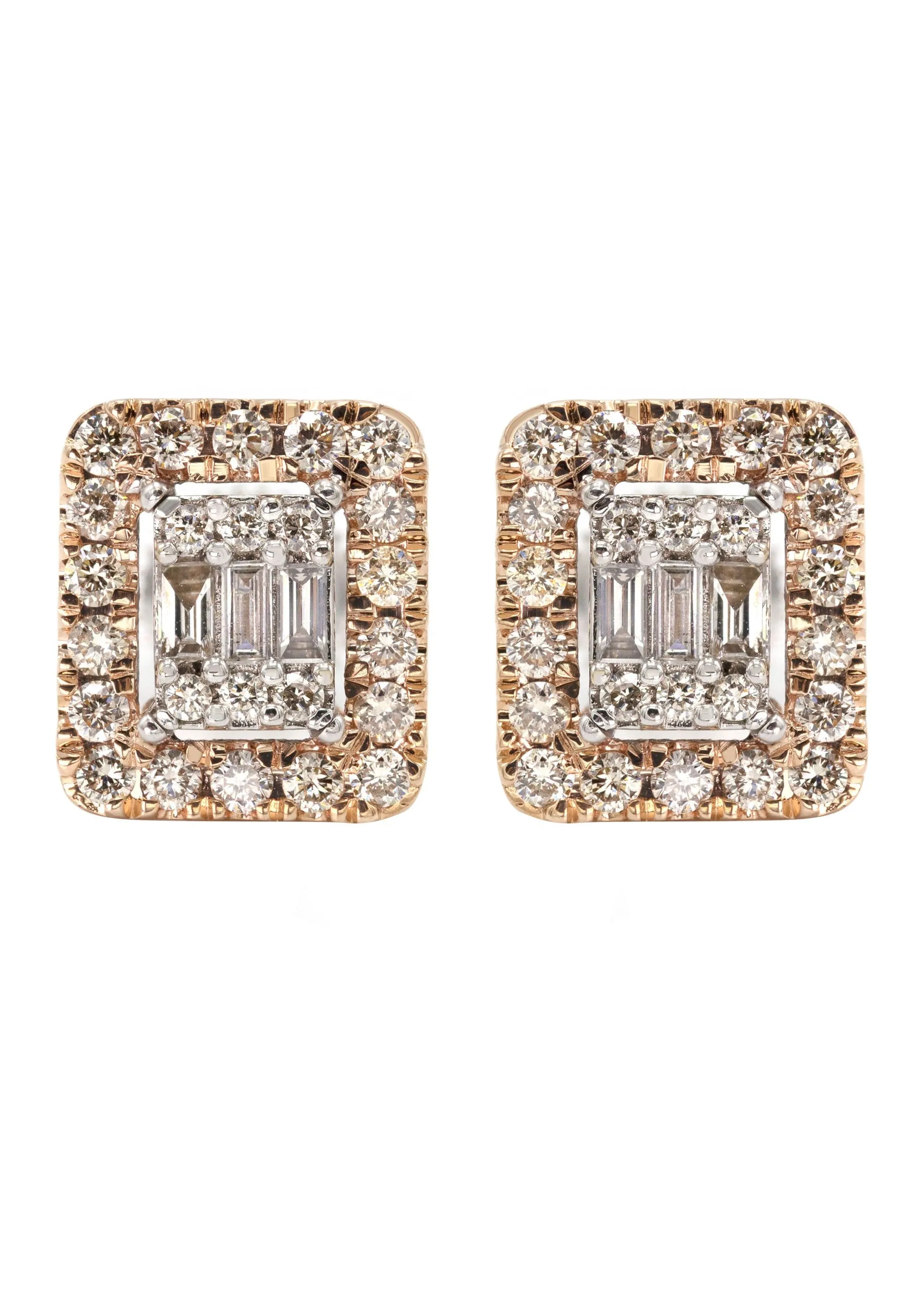 14K Yellow Gold Diamond Baguette Earrings For Men | 0.95 Carats | 4.74 Grams