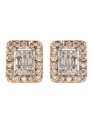 14K Yellow Gold Diamond Baguette Earrings For Men | 0.95 Carats | 4.74 Grams