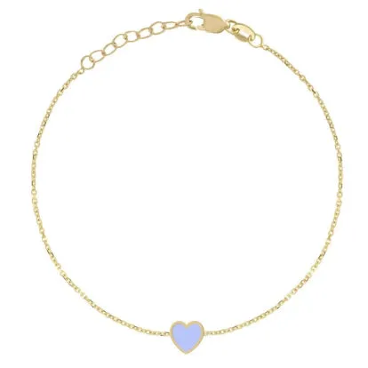 14k Yellow Gold Mini Enamel Heart Bracelet