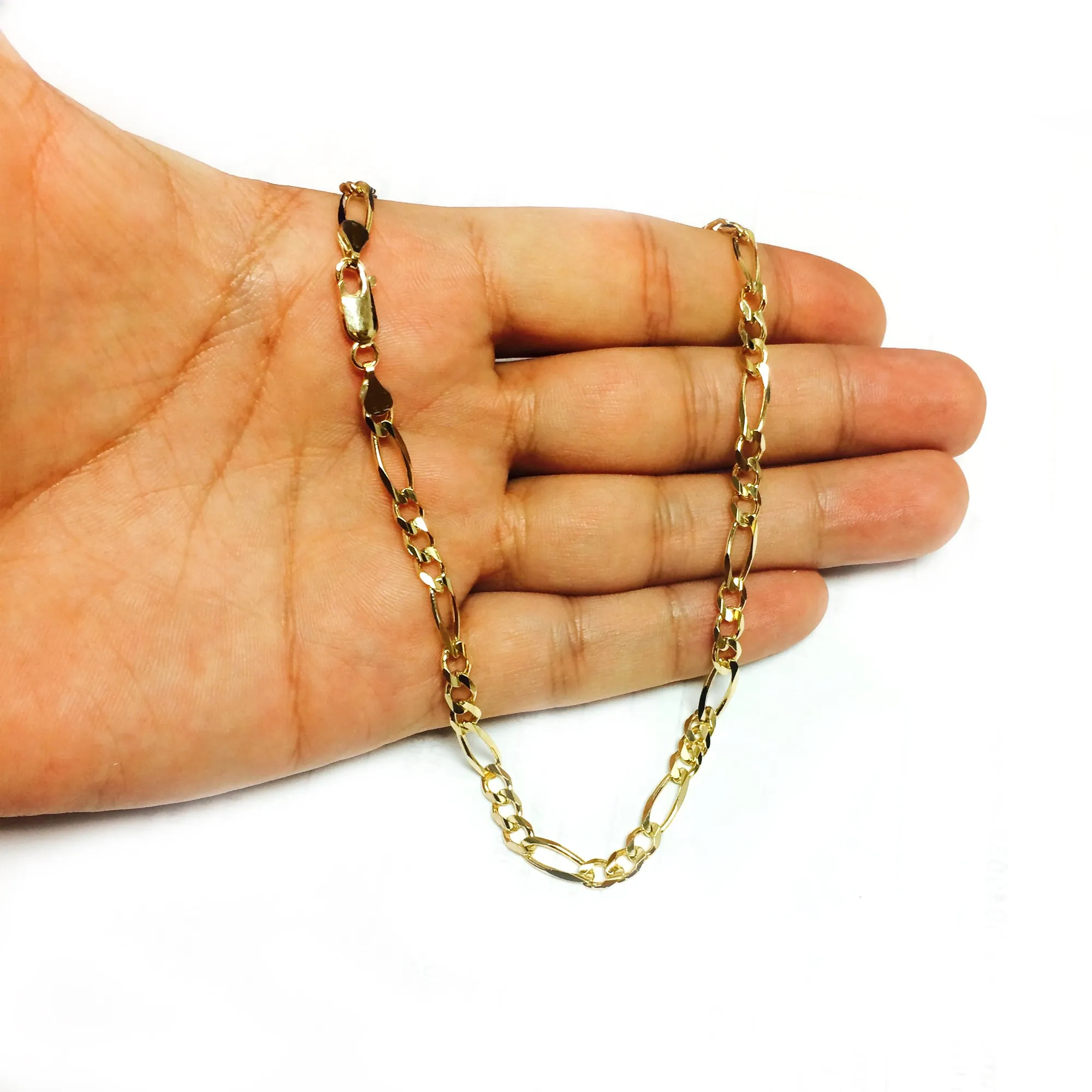 14k Yellow Solid Gold Figaro Chain Necklace, 5.0mm