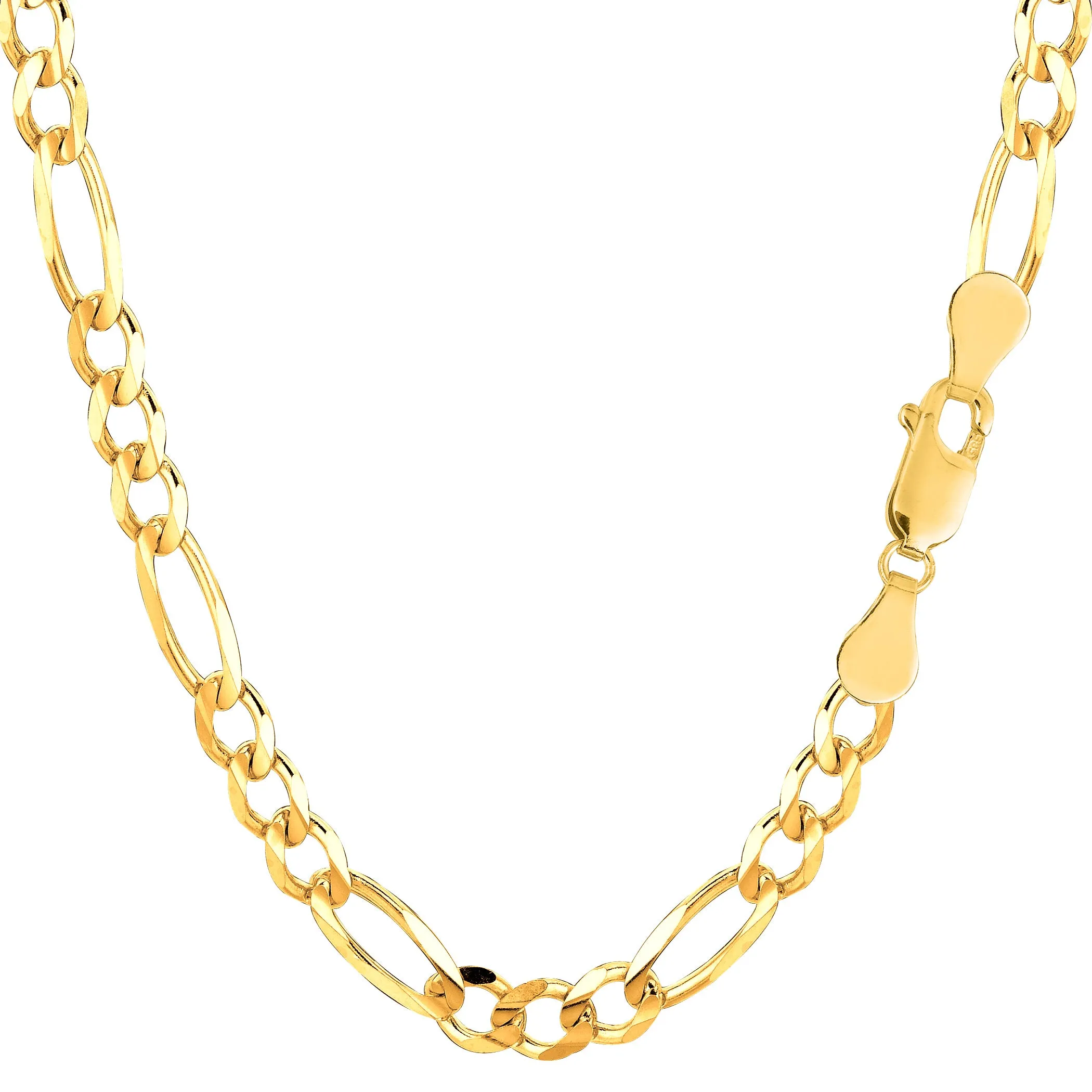 14k Yellow Solid Gold Figaro Chain Necklace, 5.0mm