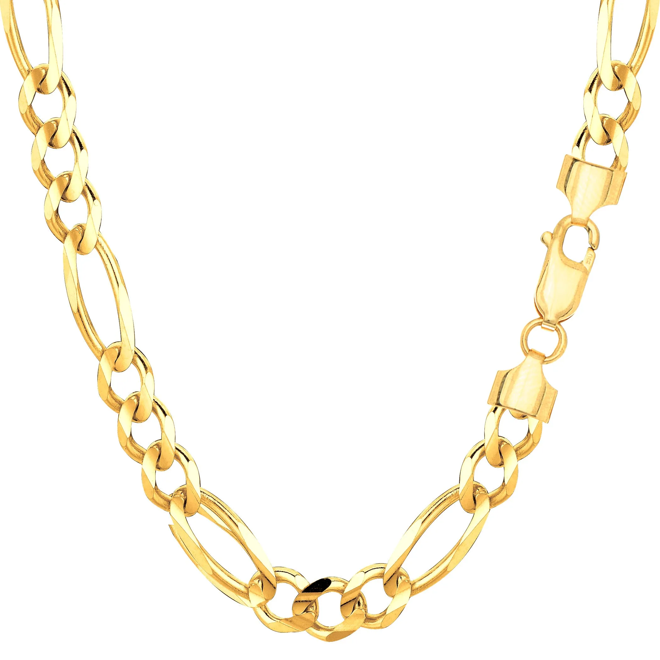 14k Yellow Solid Gold Figaro Chain Necklace, 6.0mm