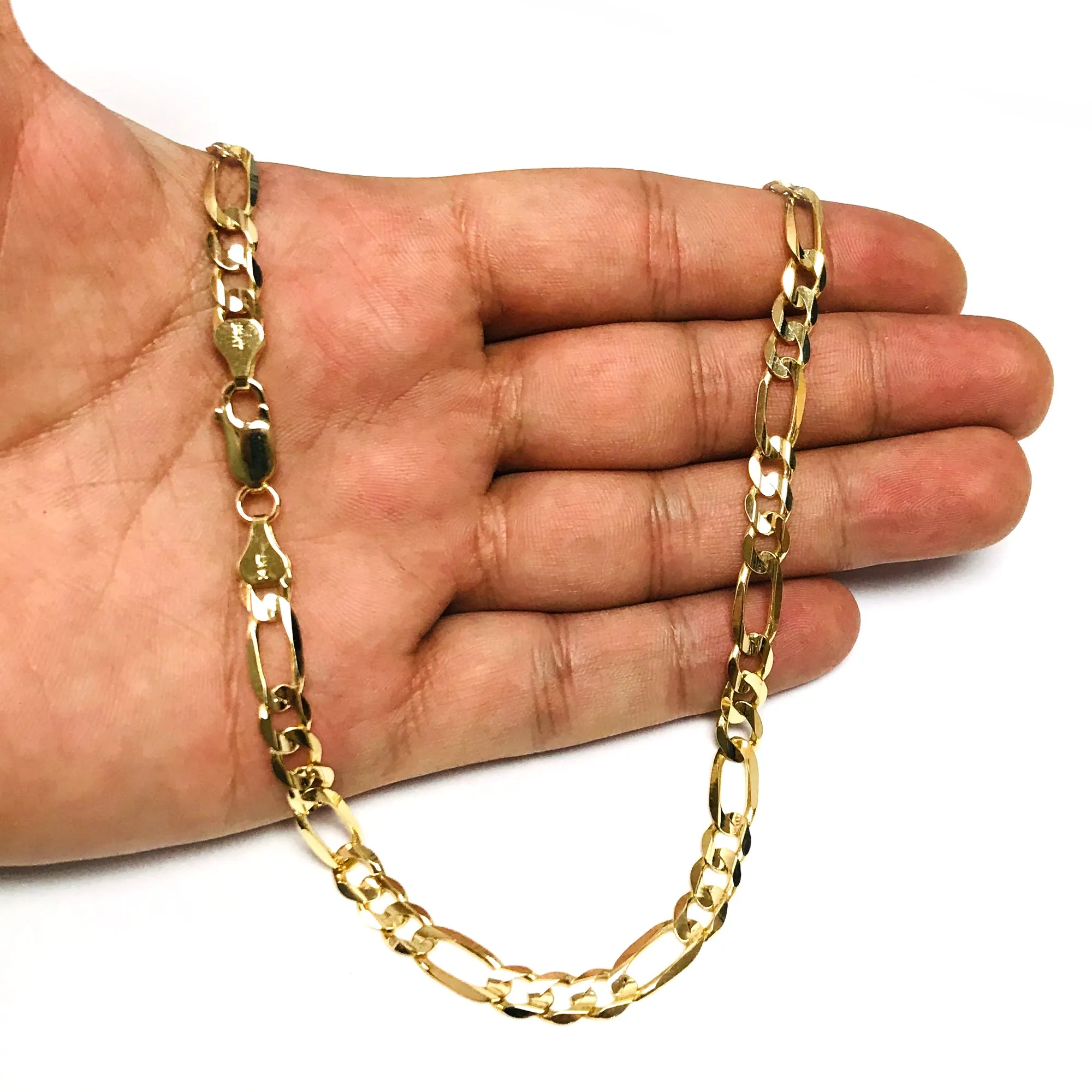 14k Yellow Solid Gold Figaro Chain Necklace, 6.0mm