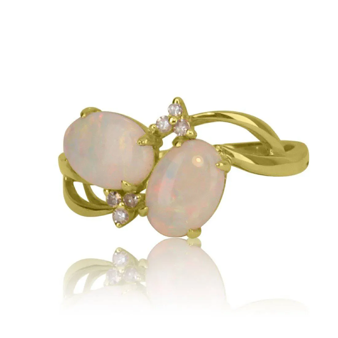 14kt Yellow Gold Opal and Diamond ring