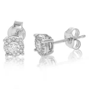 1/5 cttw Lab Grown Diamond Stud Earrings Round Cut and Prong Set On .925 Sterling Silver