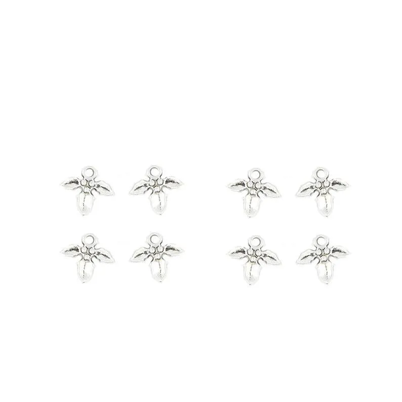 15 Pcs Tibetan Silver Holly Sprig Christmas 14X12.5mm Charms Pendants