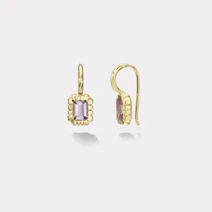 1.51ct Emerald Cut Mauve Rose Sapphire Heirloom Bezel Earrings