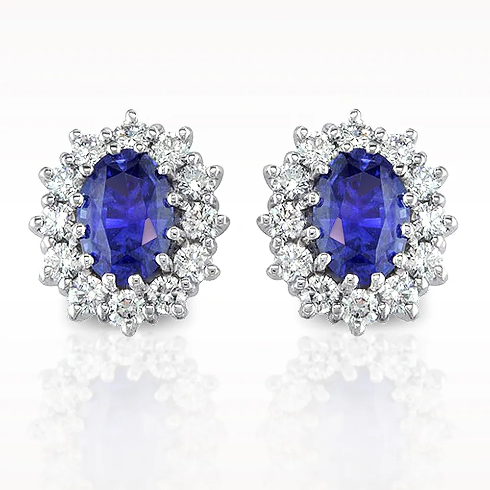 1.70ct Sapphire And Diamond White Gold Earings