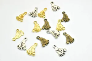 18 PCs Lucky Foot Alloy Charm Gold/Antique Silver/Antique Green Beads Size 16x11mm JumpRing Size 1.5mm Decorative Design Jewelry Making