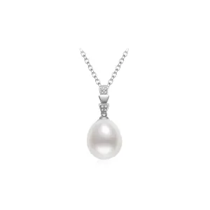 18K Solid Gold Diamond Australian White Saltwater Pearl Necklace KN00199