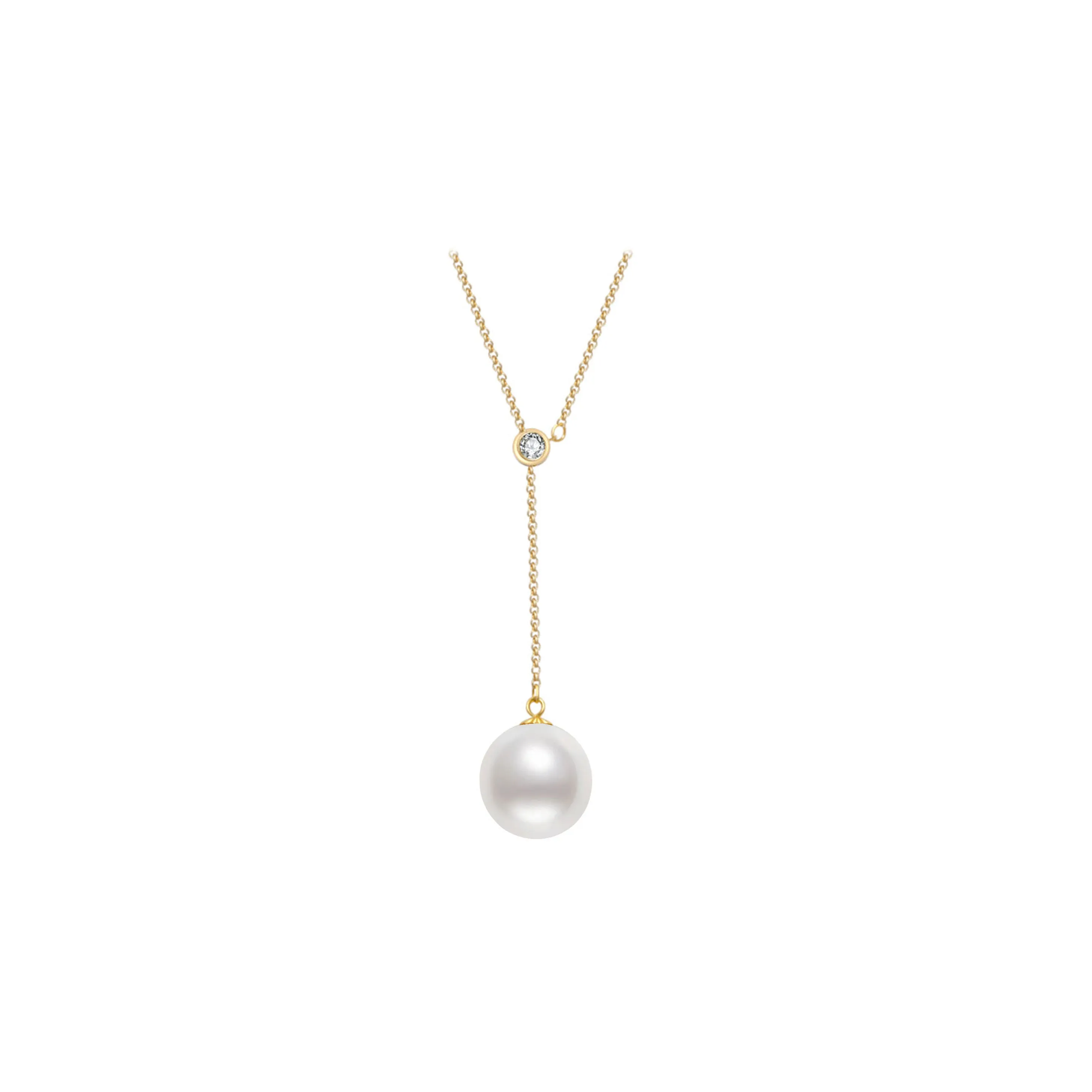 18K Solid Gold Pearl Necklace KN00014