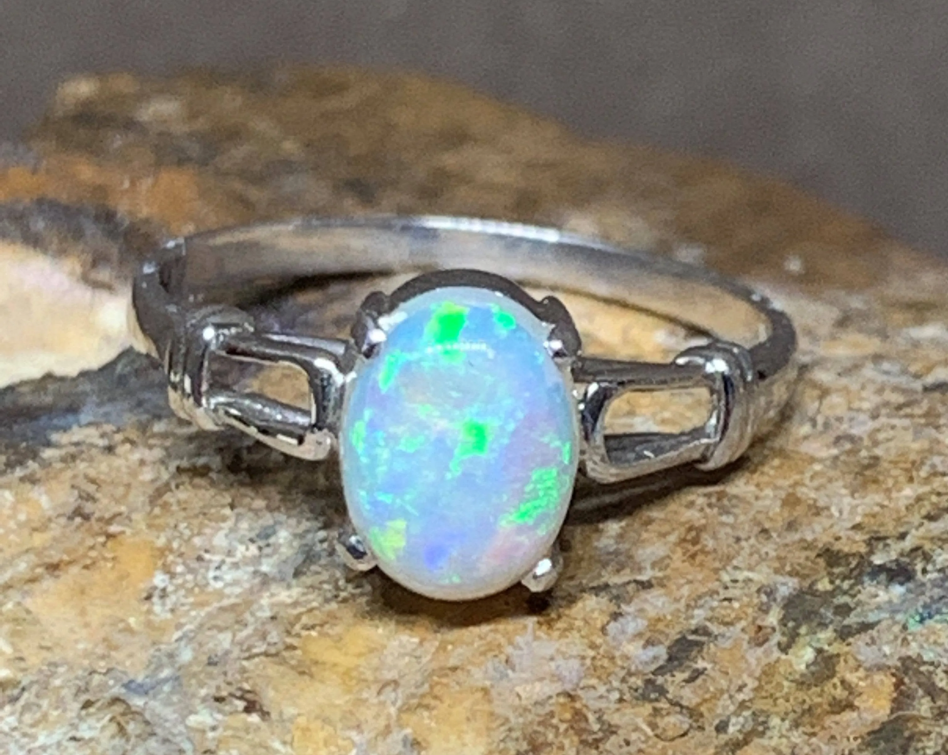 18kt White Gold Light Opal solitaire ring