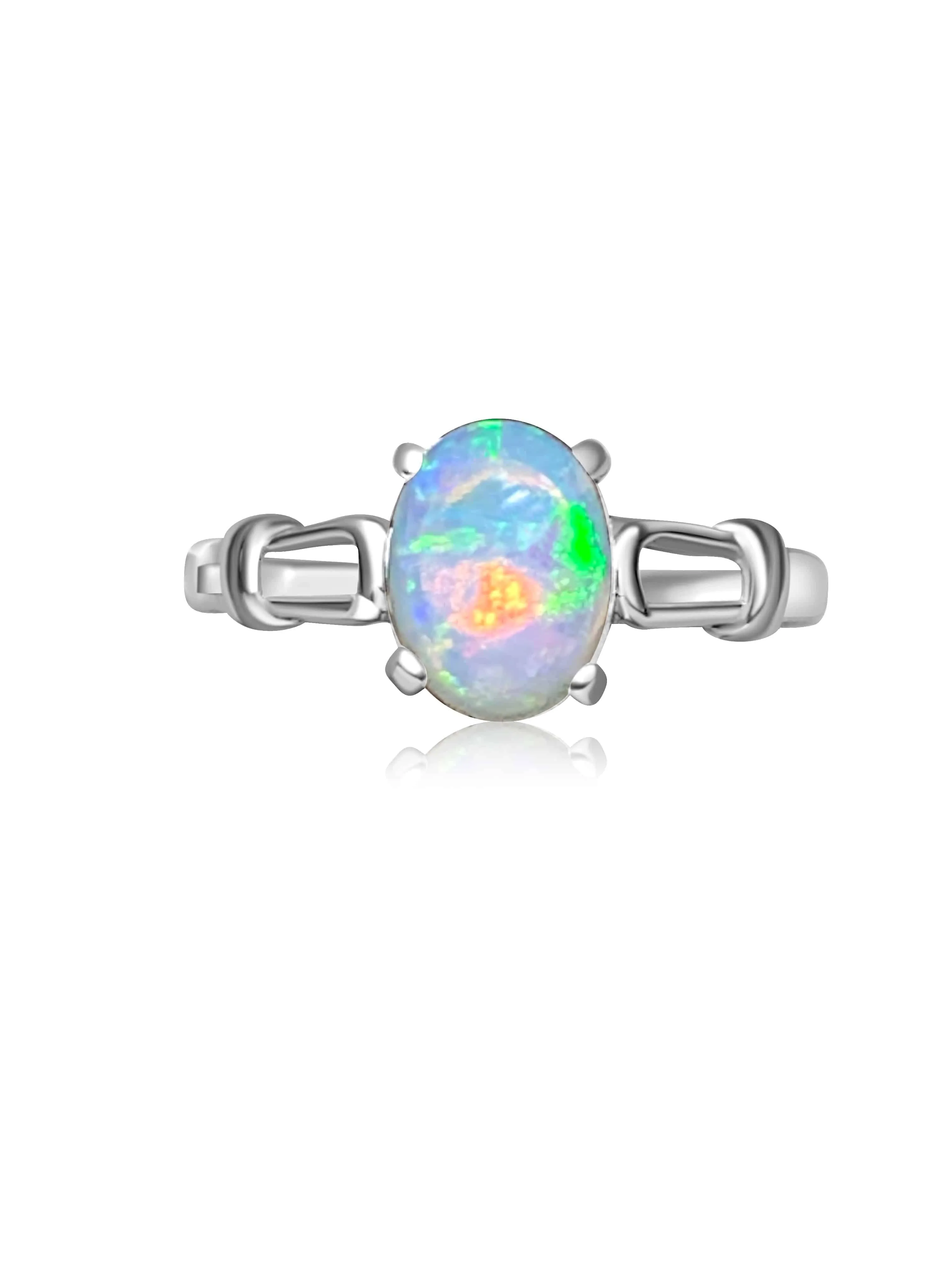 18kt White Gold Light Opal solitaire ring