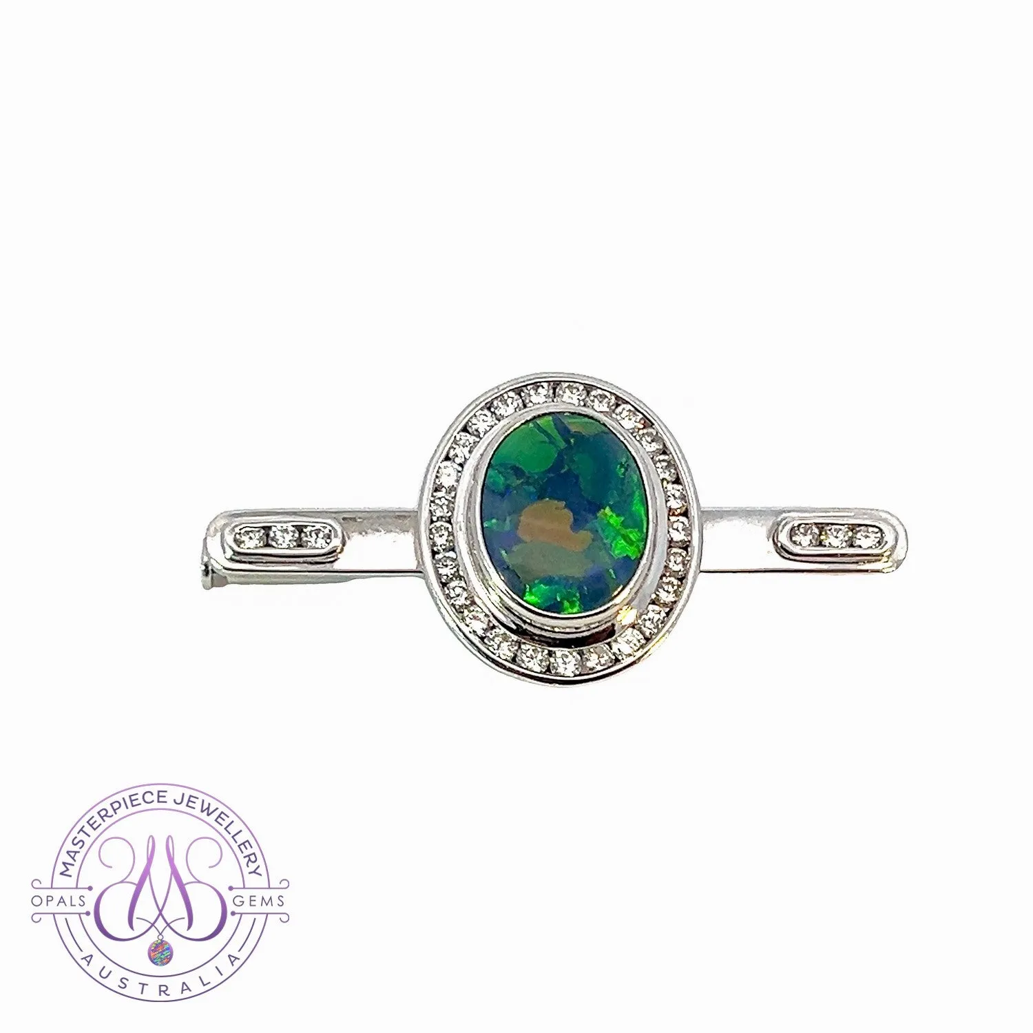 18kt White Gold multi piece Black Opal diamond ring, pendant and brooch piece