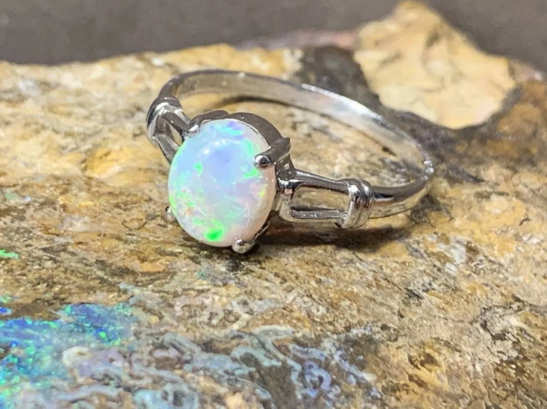 18kt White Gold solitaire Black Opal ring