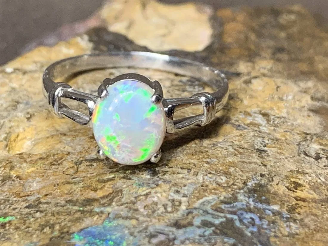 18kt White Gold solitaire Black Opal ring