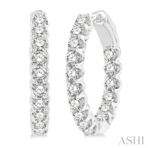 2 Ctw Inside-Out Round Cut Diamond Hoop Earrings in 14K White Gold