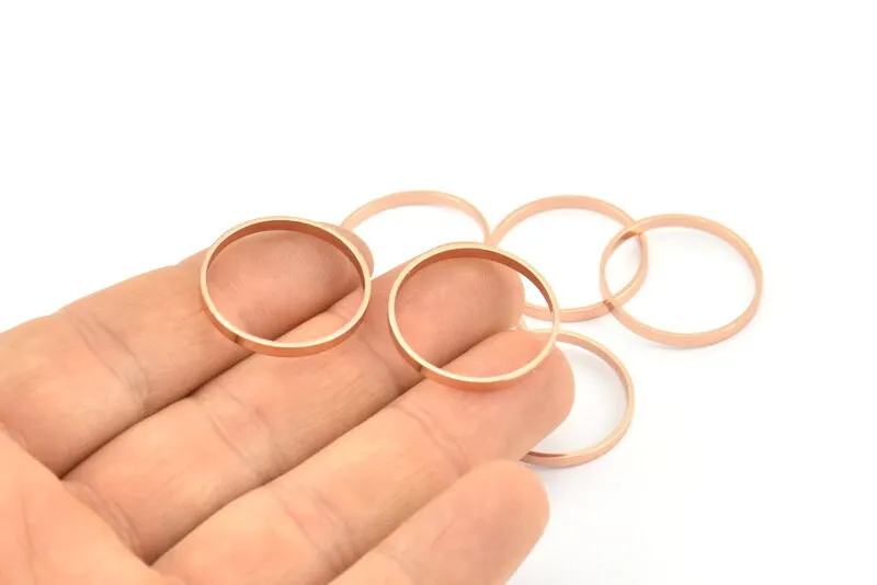 22mm Circle Connectors - 8 Rose Gold Plated Brass Circle Connectors (22x0.8x2mm) D0312 Q0679