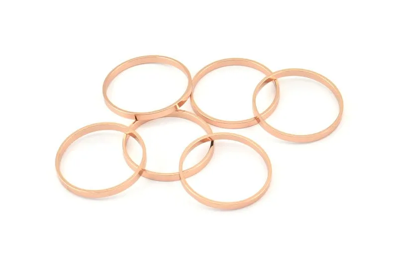 22mm Circle Connectors - 8 Rose Gold Plated Brass Circle Connectors (22x0.8x2mm) D0312 Q0679