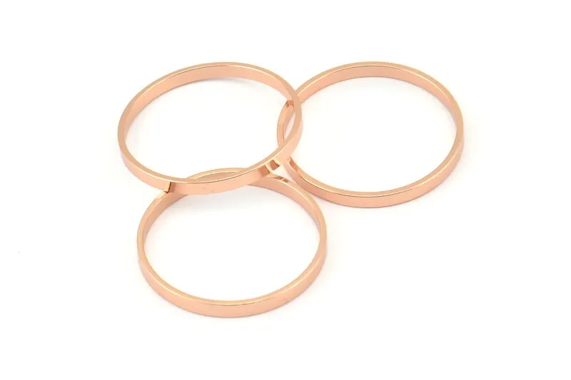 22mm Circle Connectors - 8 Rose Gold Plated Brass Circle Connectors (22x0.8x2mm) D0312 Q0679