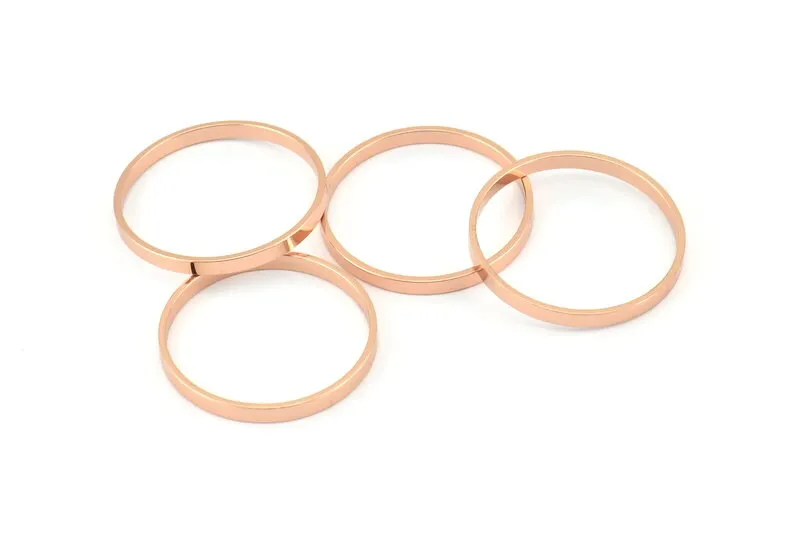 22mm Circle Connectors - 8 Rose Gold Plated Brass Circle Connectors (22x0.8x2mm) D0312 Q0679