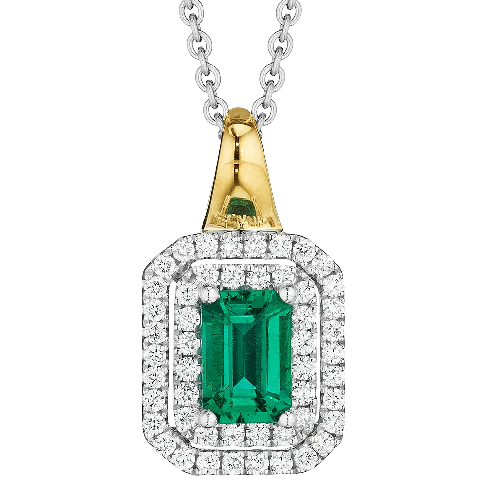 .24 CT DIAMOND .55 CT EMERALD PENDANT