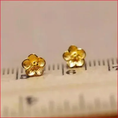 24k Solid Gold Flower Pendants