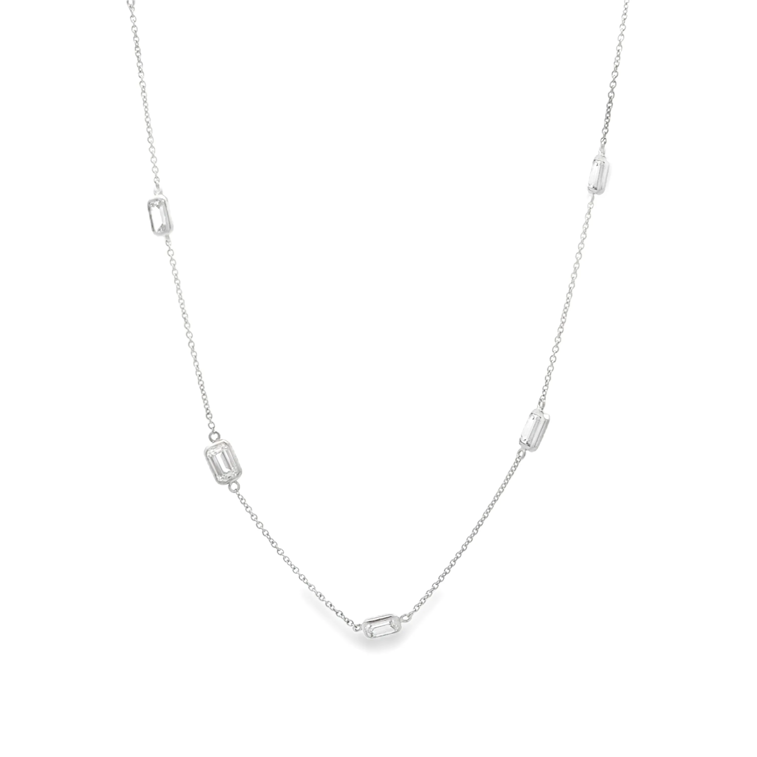 2.59ct 18k White Gold Diamond By The Yard Necklace