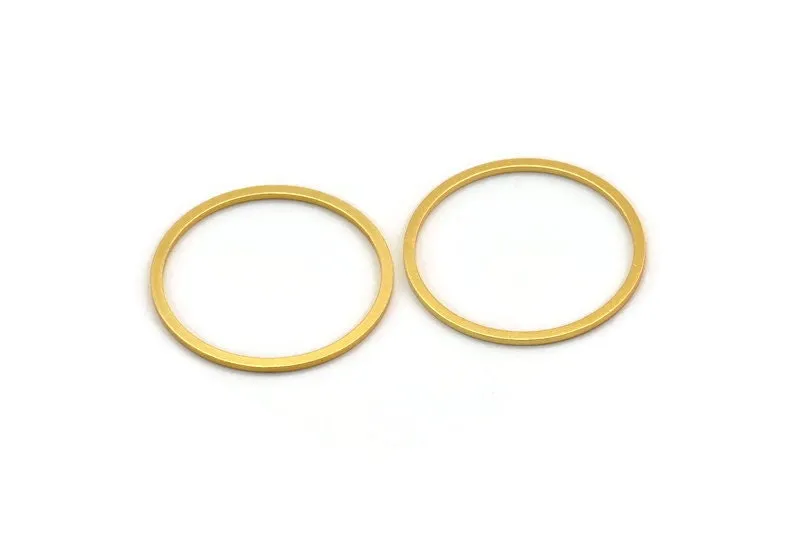 28mm Circle Connector, 6 Gold Plated Brass Circle Connectors (28x1.3x1mm) A3783