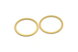 28mm Circle Connector, 6 Gold Plated Brass Circle Connectors (28x1.3x1mm) A3783