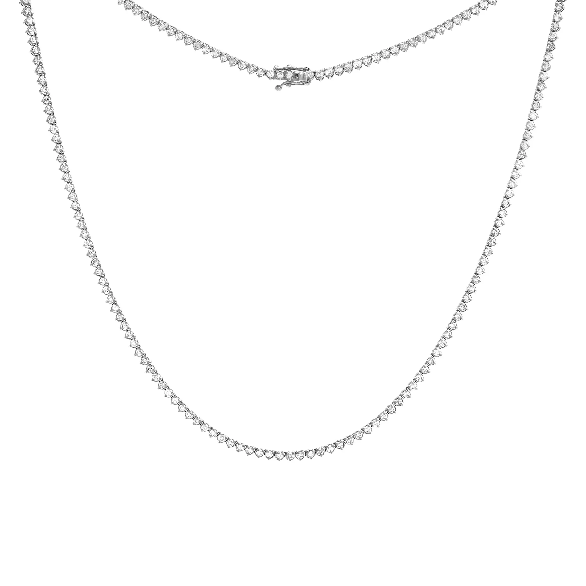 3 Carat Diamond Three Prong Tennis Necklace 14K