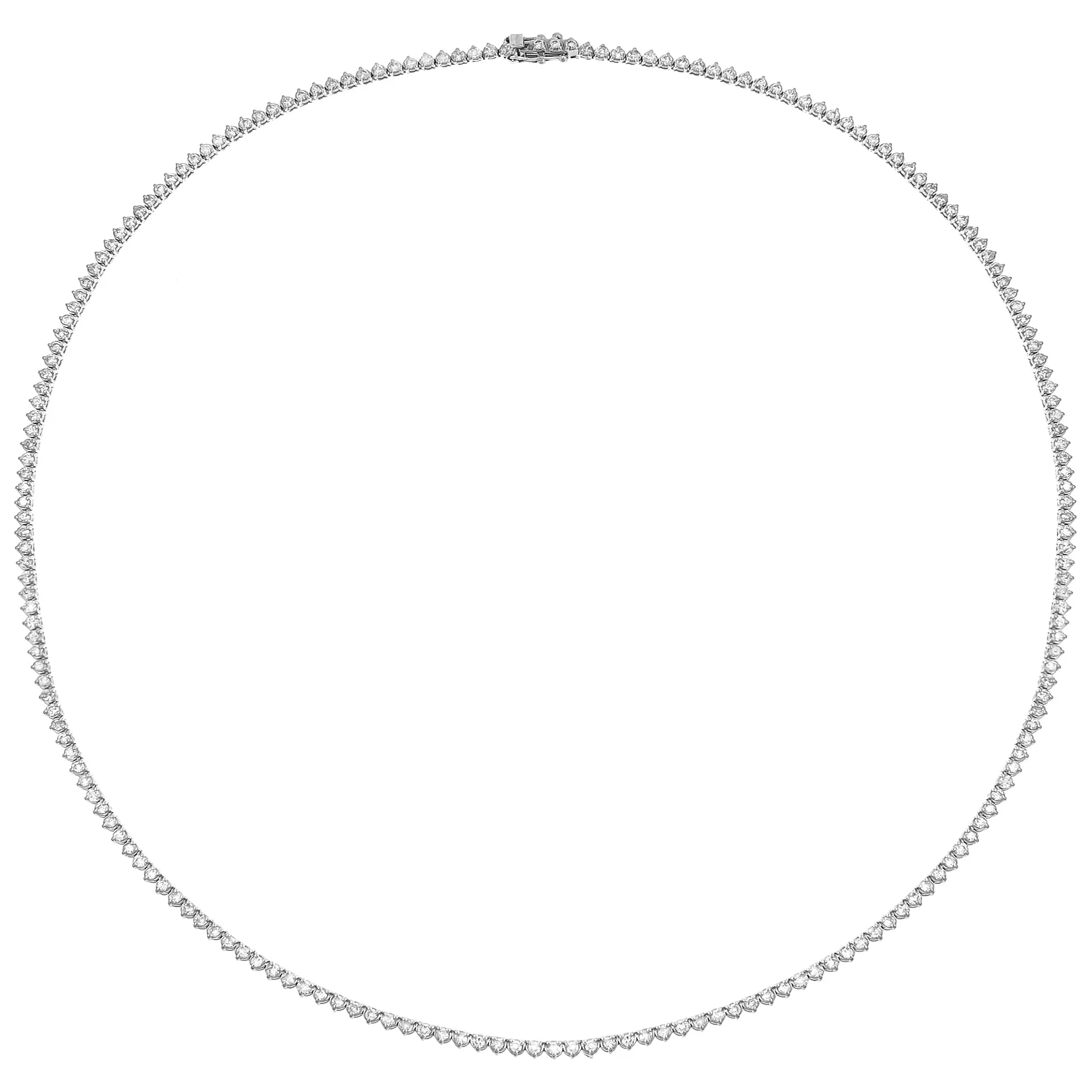 3 Carat Diamond Three Prong Tennis Necklace 14K