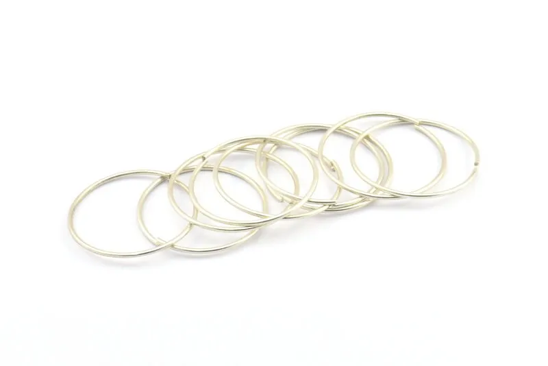 30mm Wire Hoops, 12 Antique Silver Plated Brass Wire Hoops (30x1.2mm) Bs 1230 H0537