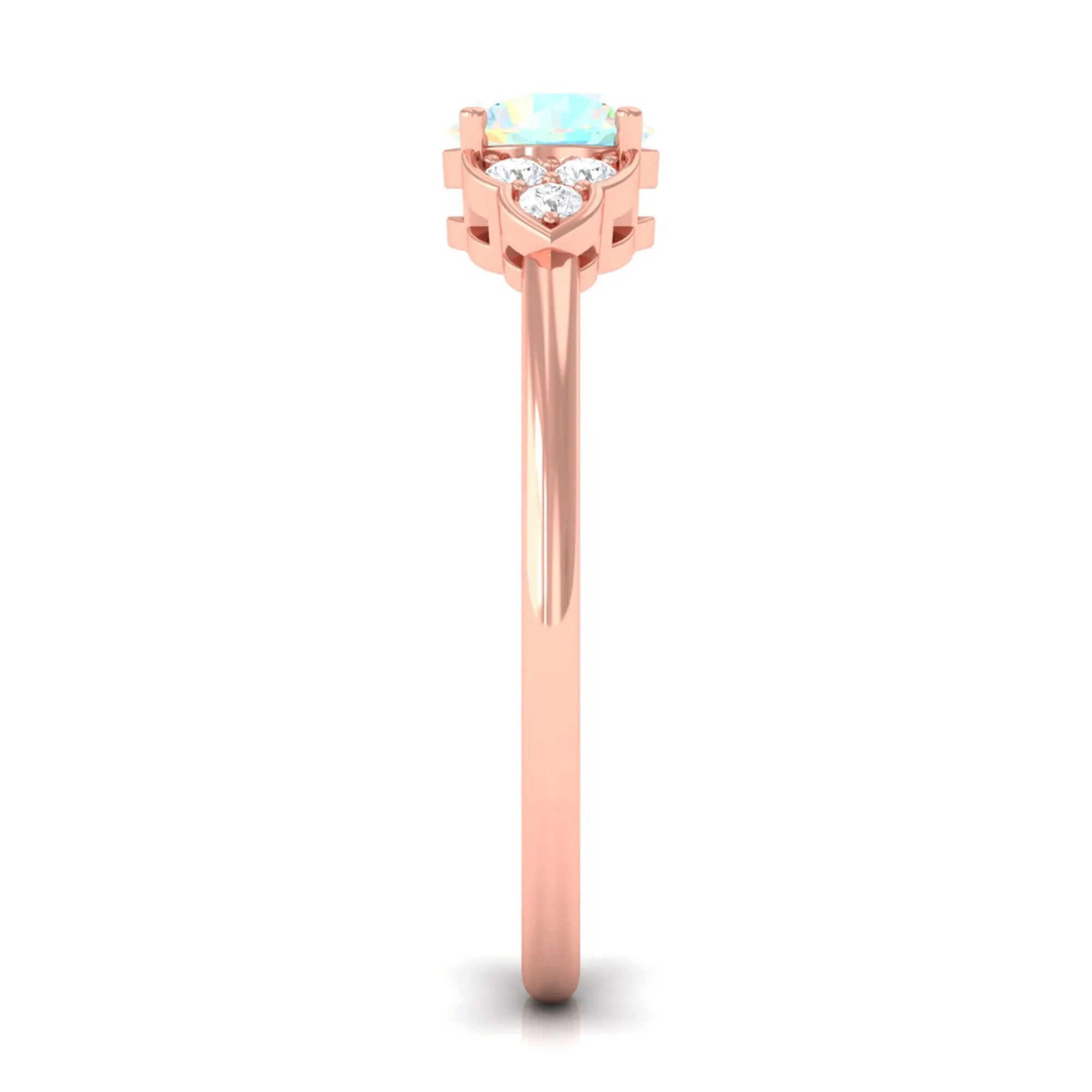 3/4 CT Ethiopian Opal Engagement Ring with Diamond Trio