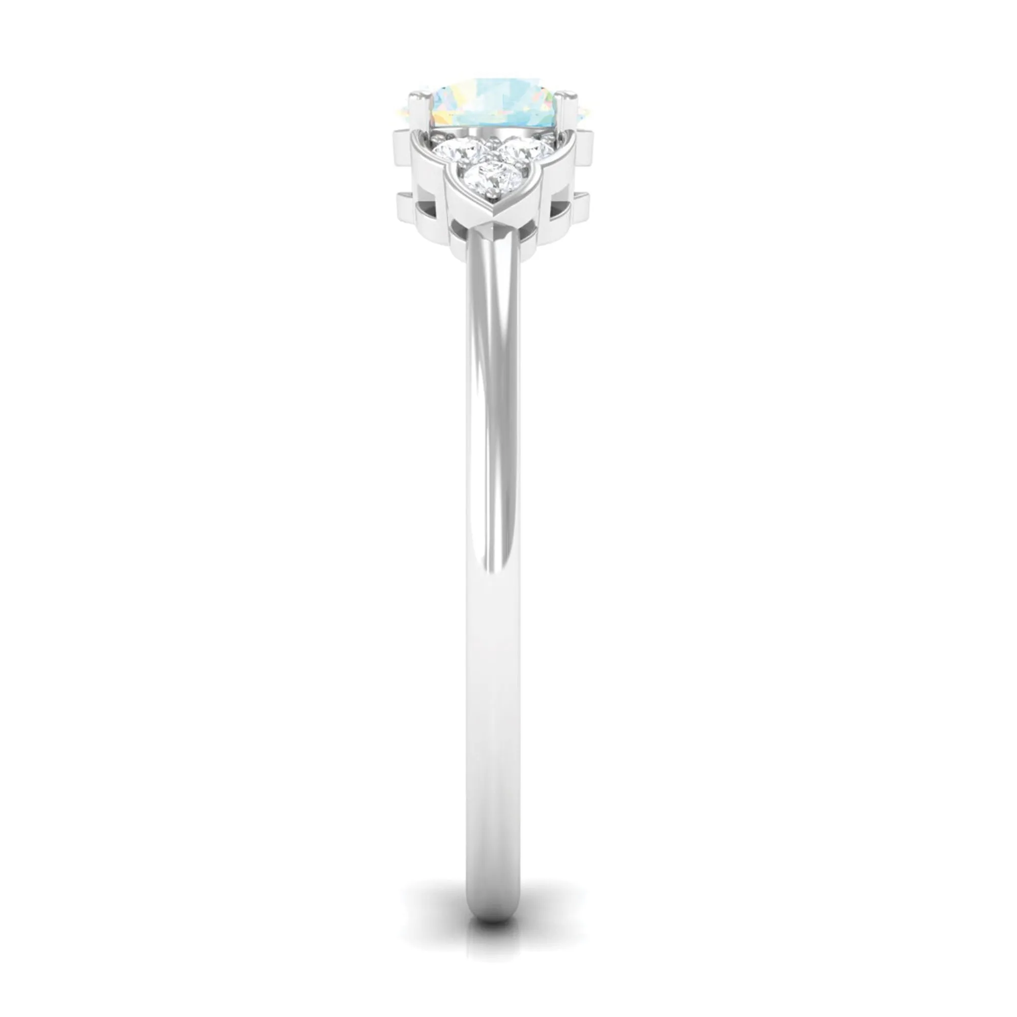 3/4 CT Ethiopian Opal Engagement Ring with Diamond Trio