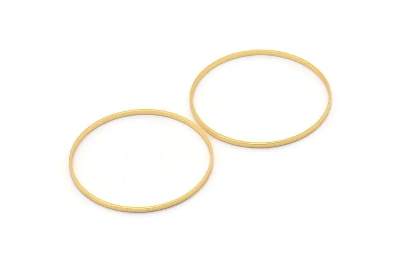 45mm Circle Connector, 3 Gold Plated Brass Circle Connectors (45x1.7x0.8mm) E053Q1061